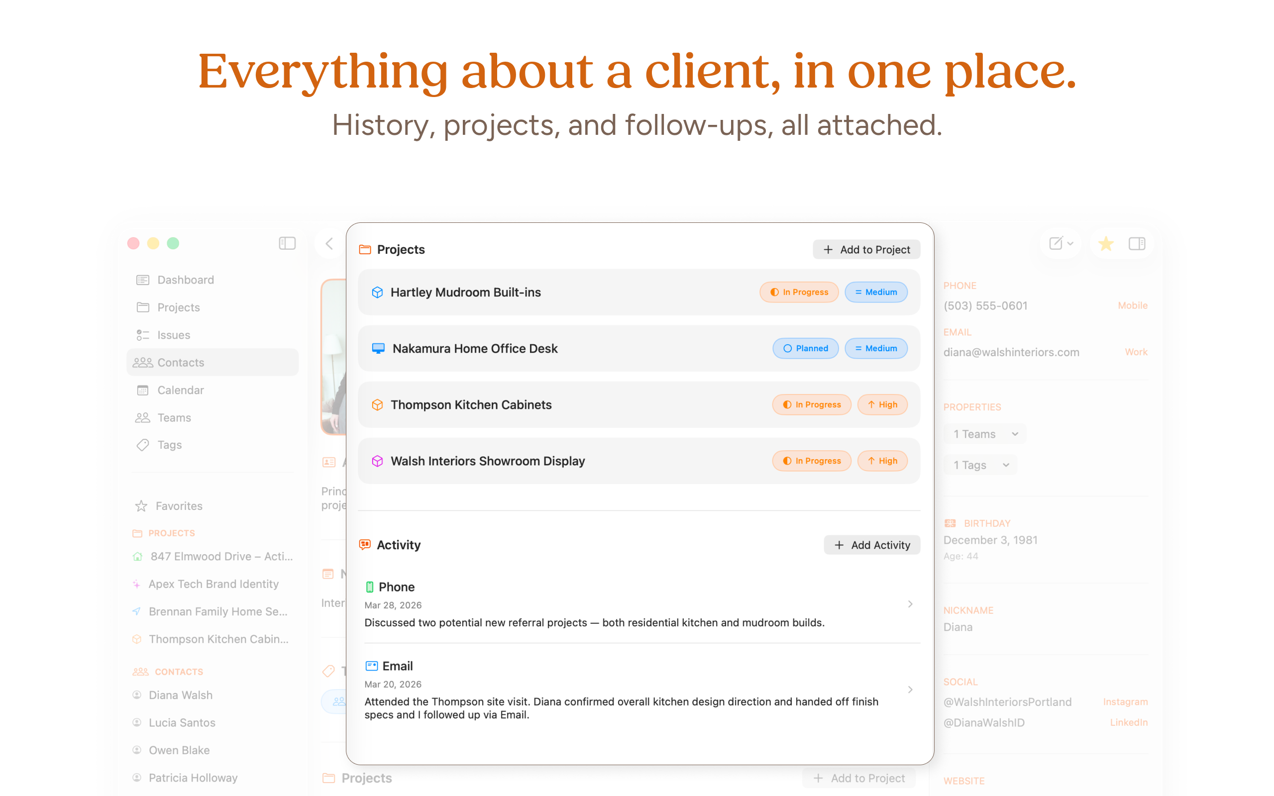 Clients – Contacts & Projects