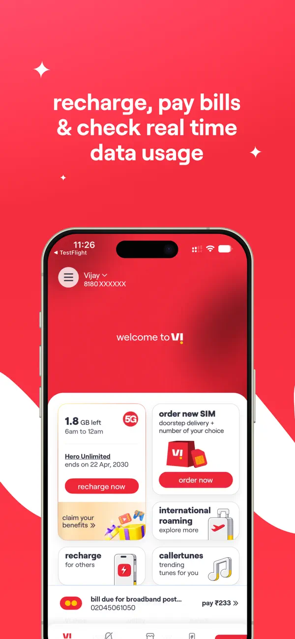 Screenshot #1 pour Vi: Recharges & Payments