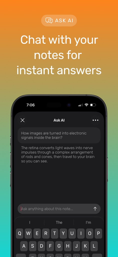 Noted: Record & AI Transcribe - Users can engage with their notes through AI Chat, receiving instant answers and deeper insights directly within the app.