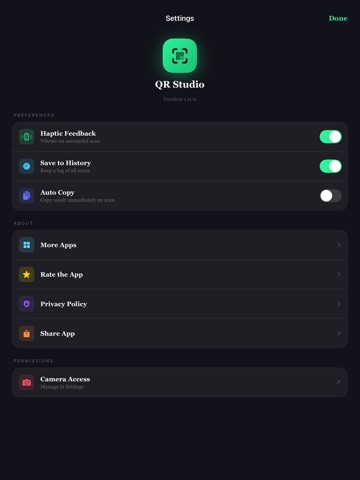 QR Code Scanner - scan barcode iPad screenshot
