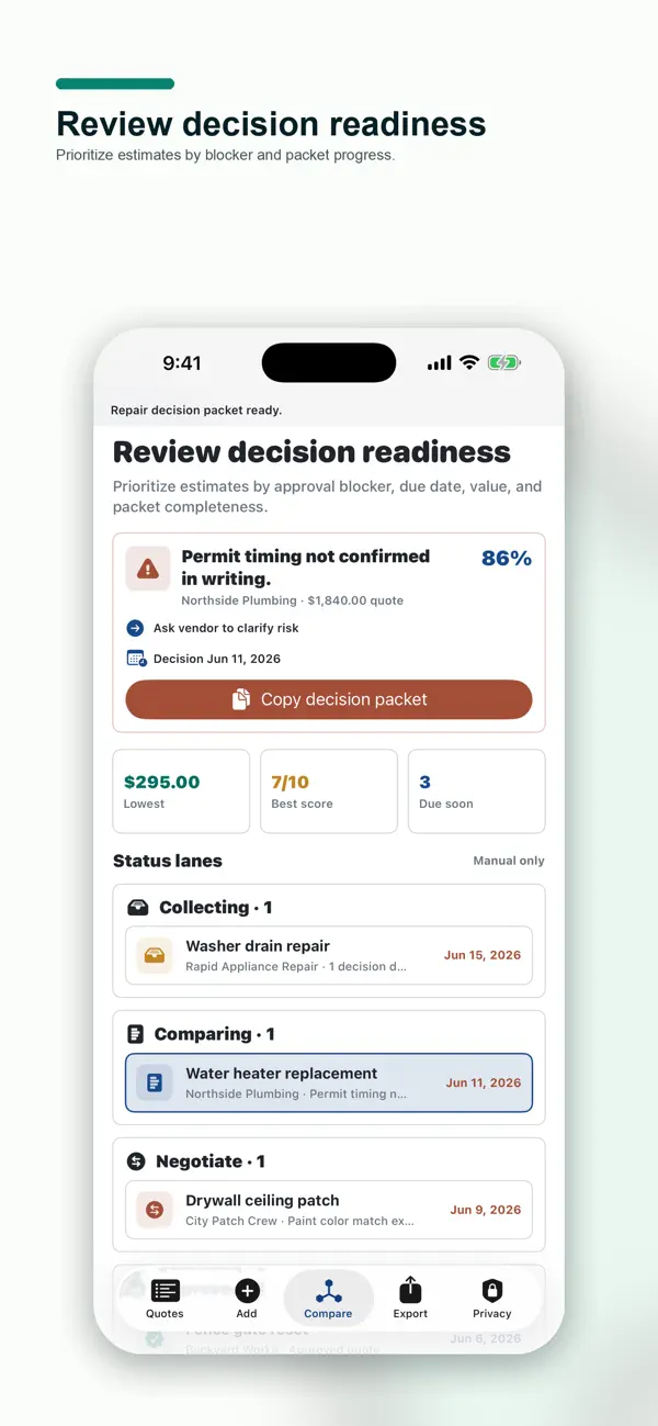 Screenshot #3 pour Repair Quote Compare Pocket