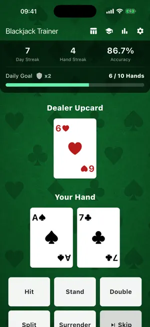 Blackjack Strategy Trainer 21 screenshot 1