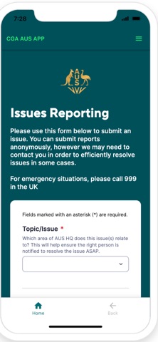 CGA AUS APP screenshot