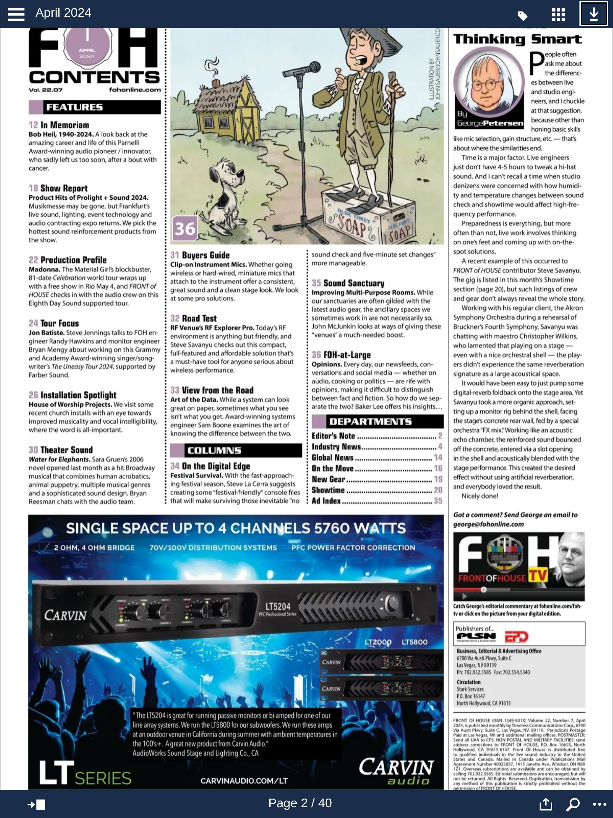 FRONT of HOUSE (FOH) Magazine