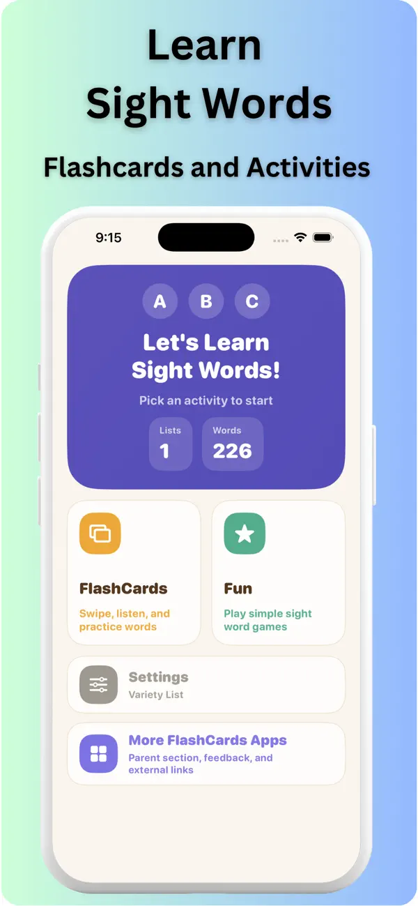 Screenshot #1 pour Sight Words Flashcards Kids