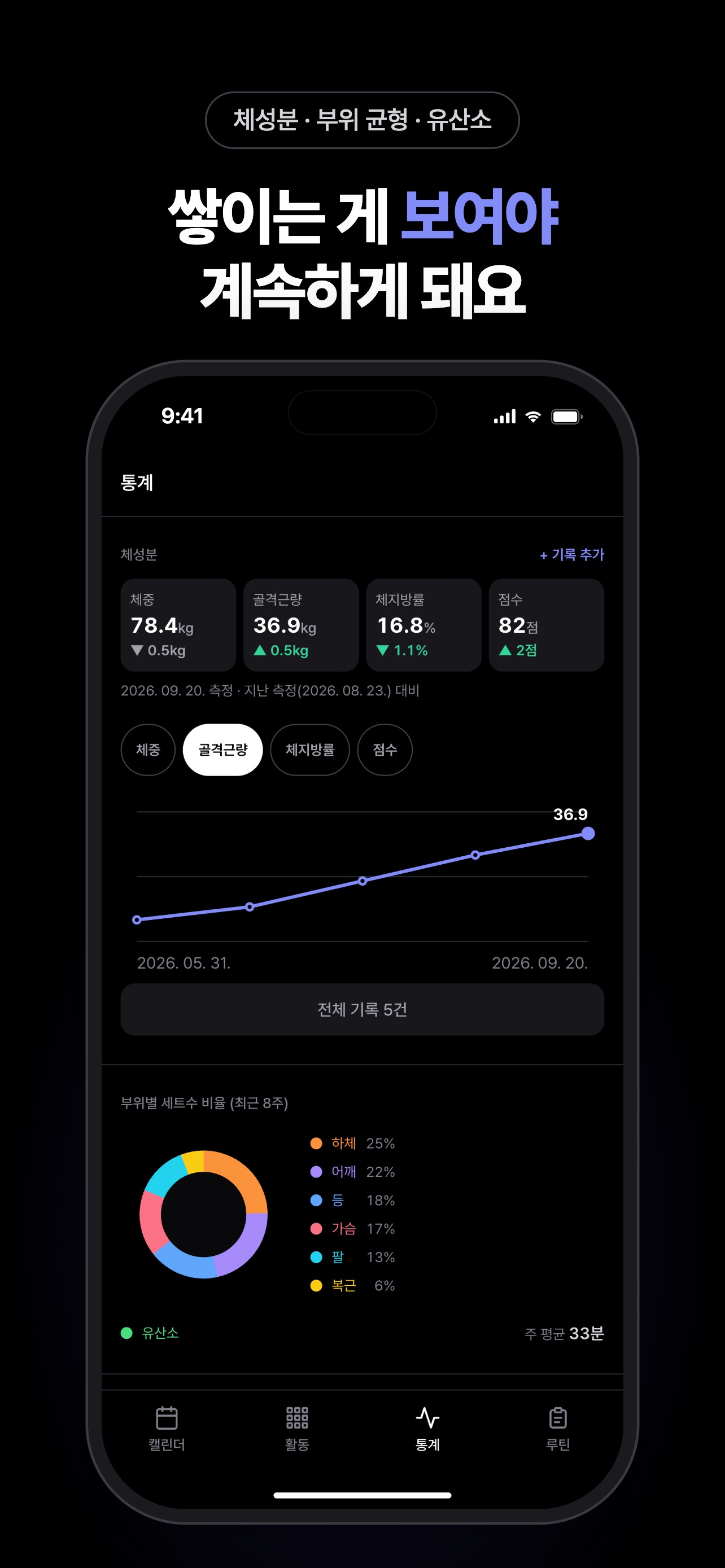 Screenshot 2 of Like Arnold - 헬스 일지·운동 기록 통계
