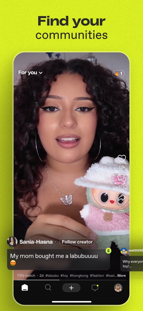 Dailymotion: Social Videos - The platform's algorithm suggests relevant content in the 'For you' feed, allowing users to easily follow creators and explore niche hashtags.