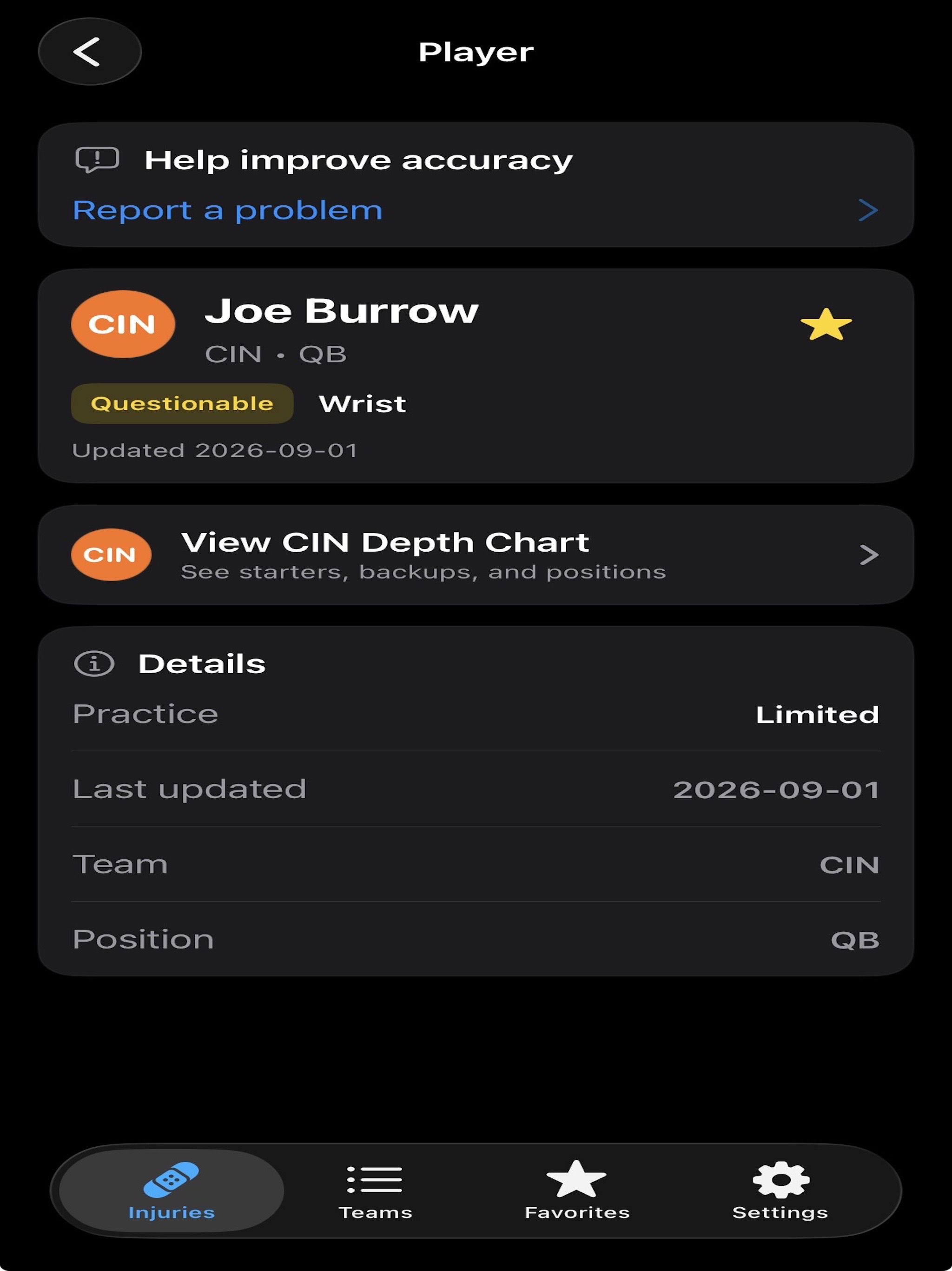 Injury Report screenshot 6