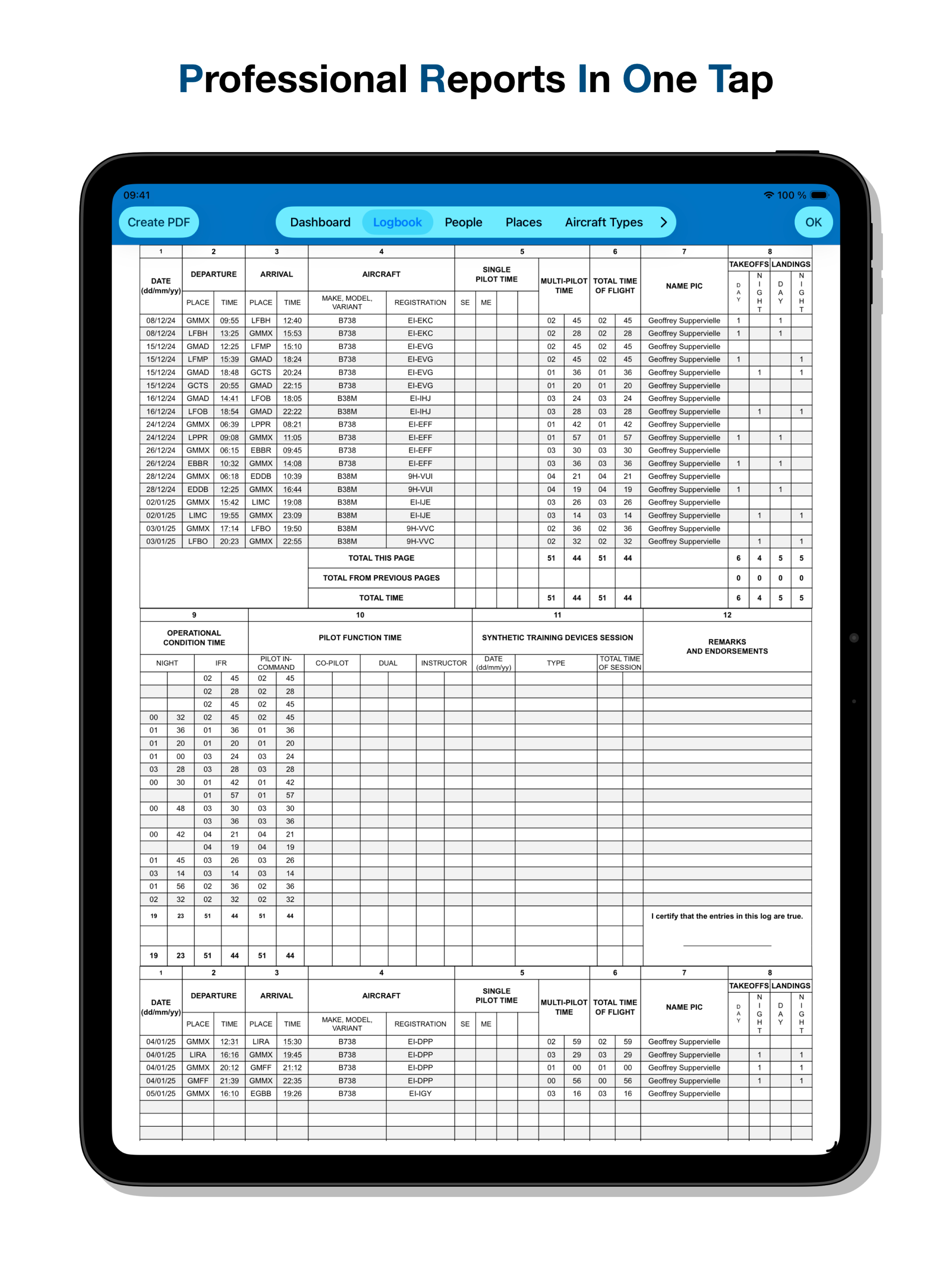 Infinite Pilot Logbook