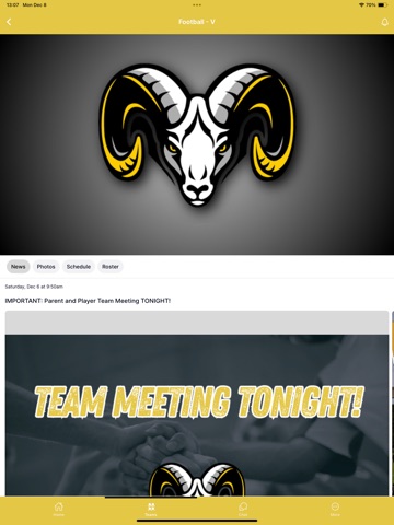 Rutherford Athletics iPad screenshot