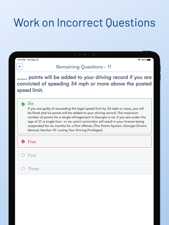 Georgia DDS Driver Permit Test iPad screenshot 5 - Education app