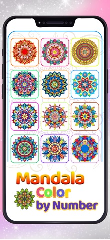 Mandala Color by Number Book iPhone screenshot