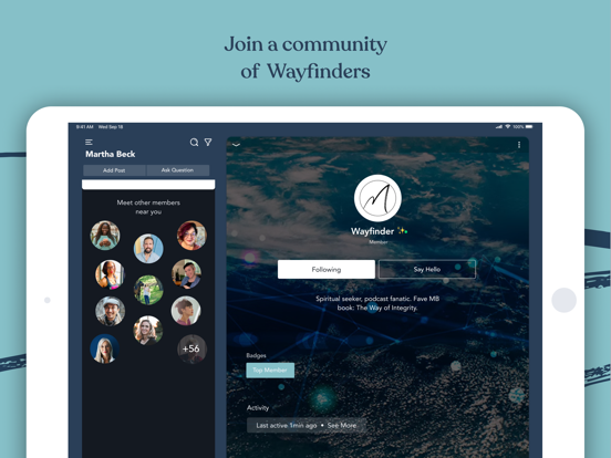 Martha Beck Community iPad screenshot 1 - Lifestyle app