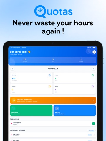 Quotas - Time management iPad screenshot