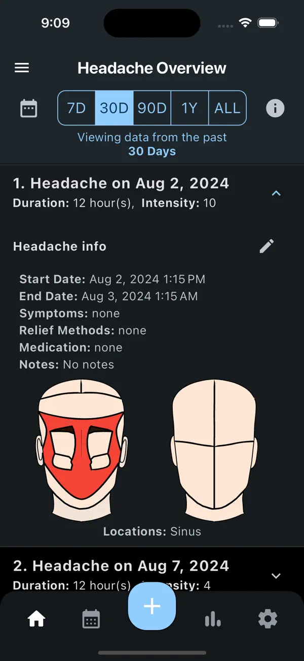 Screenshot #2 pour Achy - Headache Tracker