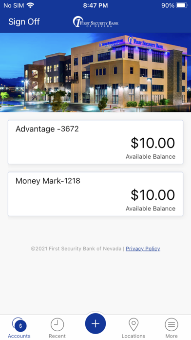 First Security Bank of Nevada Screenshot