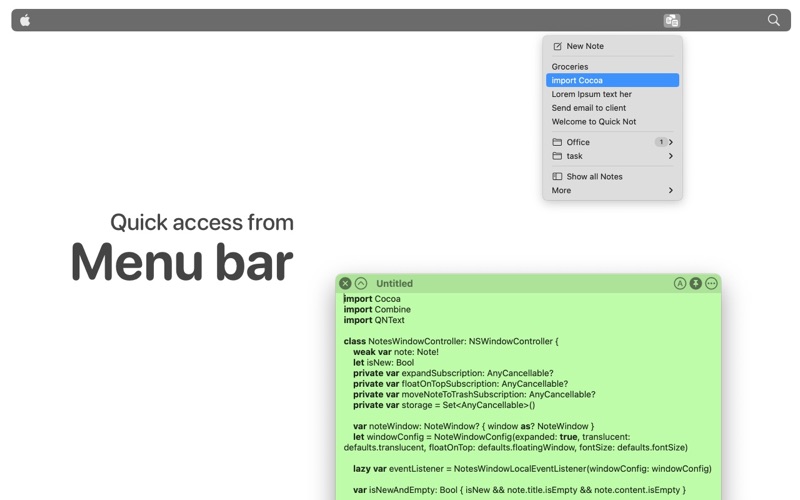 Screenshot #3 pour Quick Note - in the menu