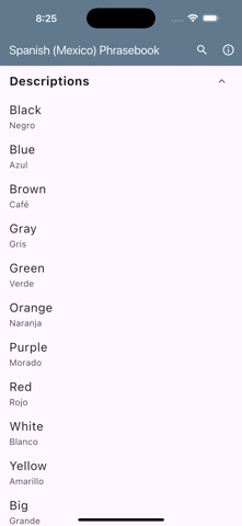Spanish (Mexico) Phrasebook screenshot