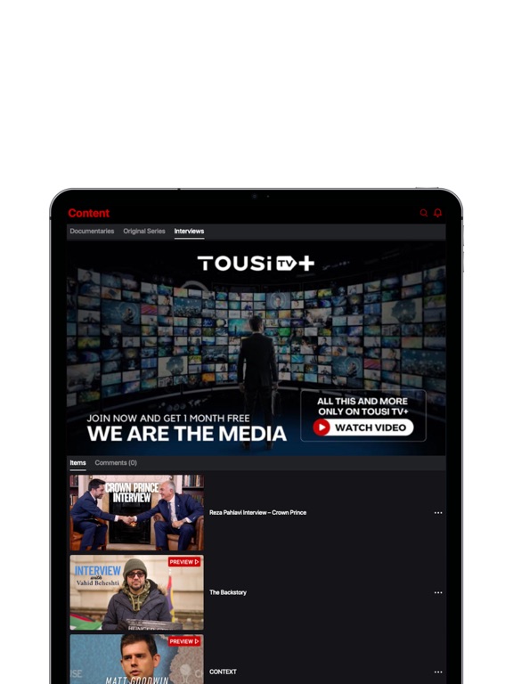 Tousi TV+ iPad screenshot 3 - News app