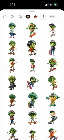 Skater Broccoli Stickers screenshot