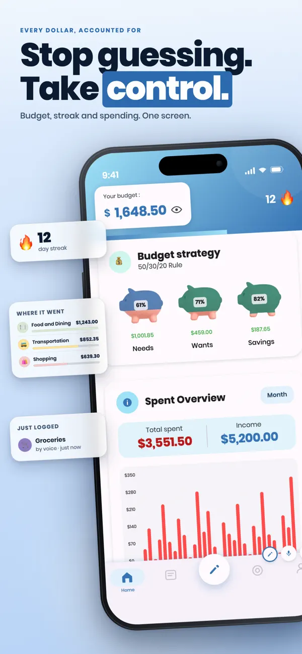 Screenshot #1 pour Suivi des dépenses - Mocy