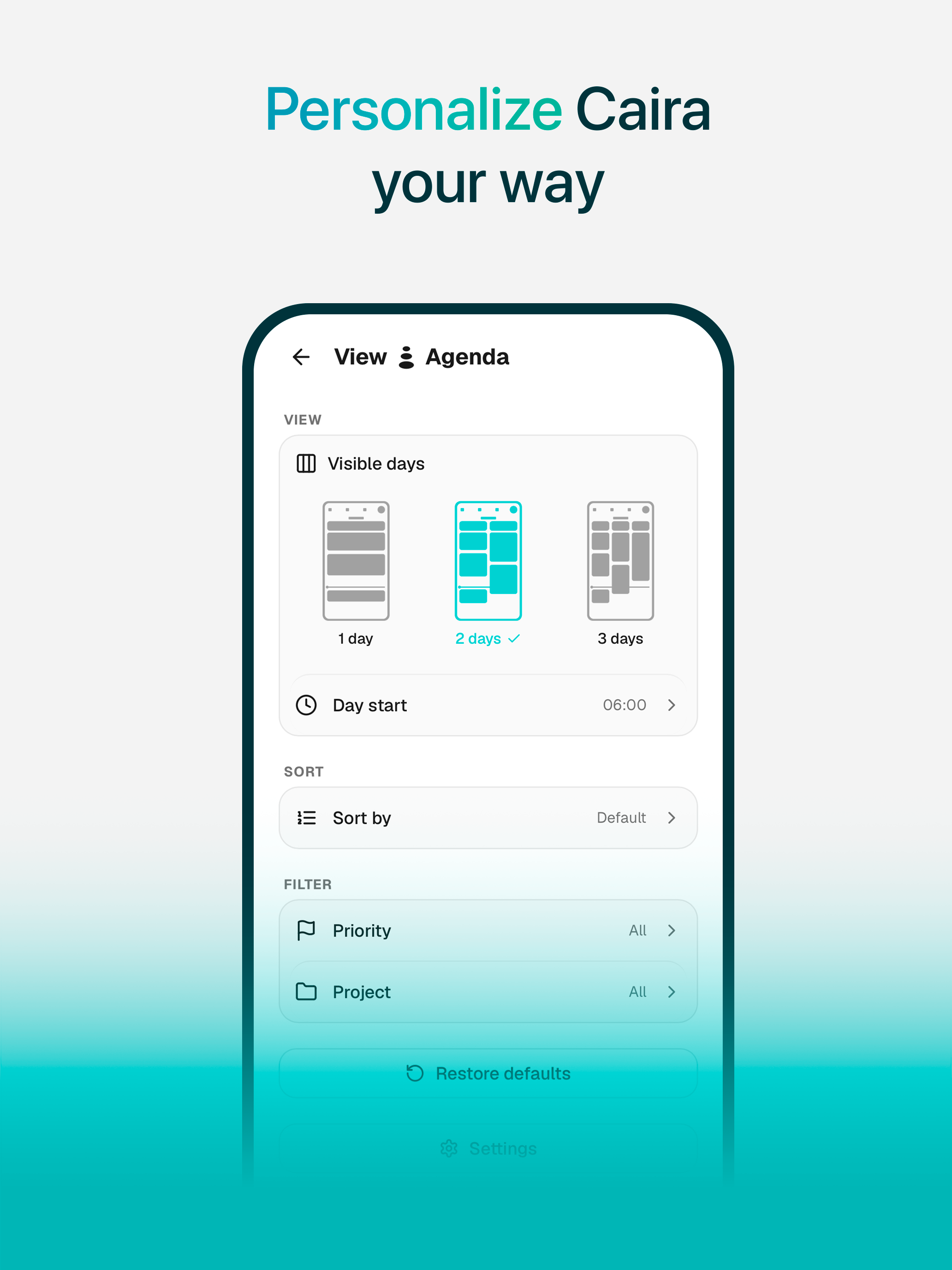 Caira: Focus, Tasks and agenda screenshot 18