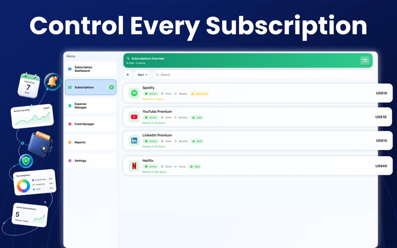 Expense & Subscription Manager iPhone screenshot