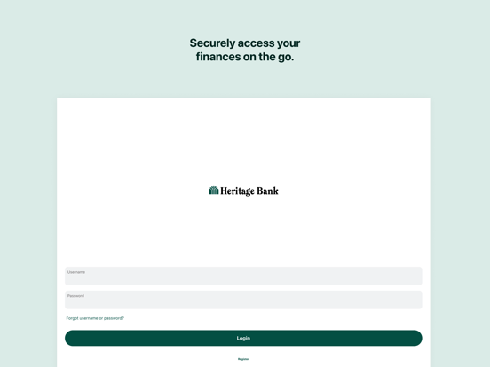 Heritage Bank Digital iPad screenshot 1 - Finance app