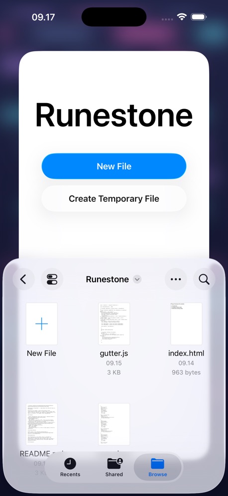 Runestone Text Editor App Store screenshot 6, no headline. Background is the icon’s colour.