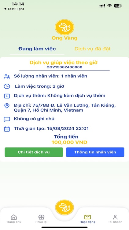 Ong Vàng – Ứng dụng gia đình