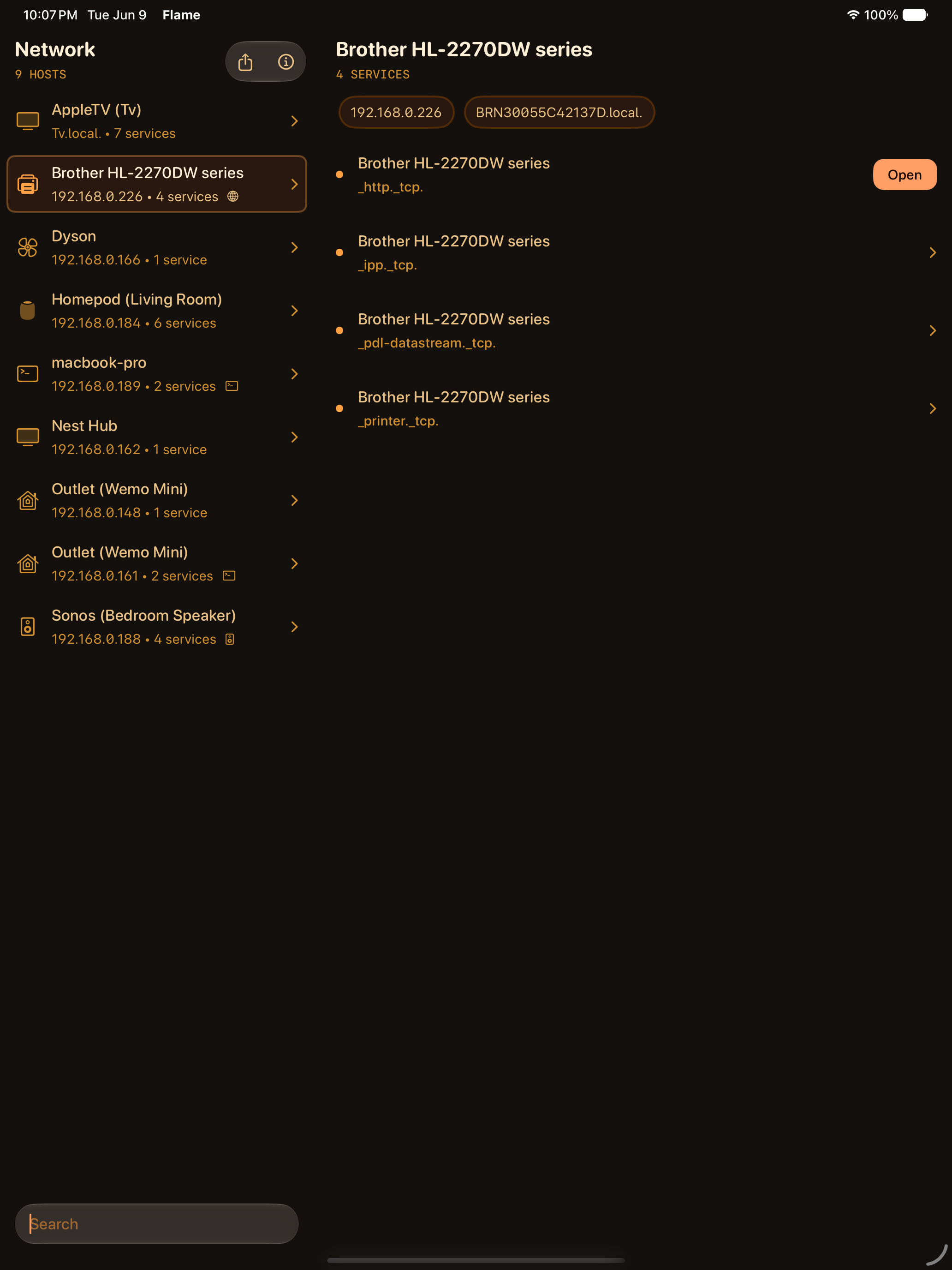 Flame Services Browser