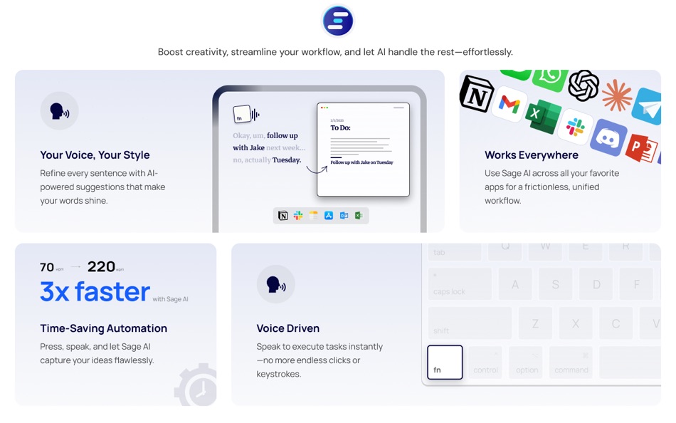 #3. Sage AI - Never Type Again (macOS) 由: Noureddin Bakir