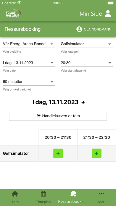 Folkehallene Booking Screenshot