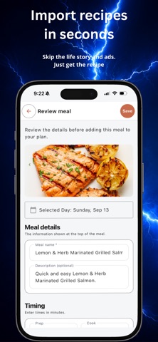 Lightning Fast Meal Planner iPhone screenshot