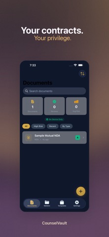 CounselVault Contract Review iPhone screenshot