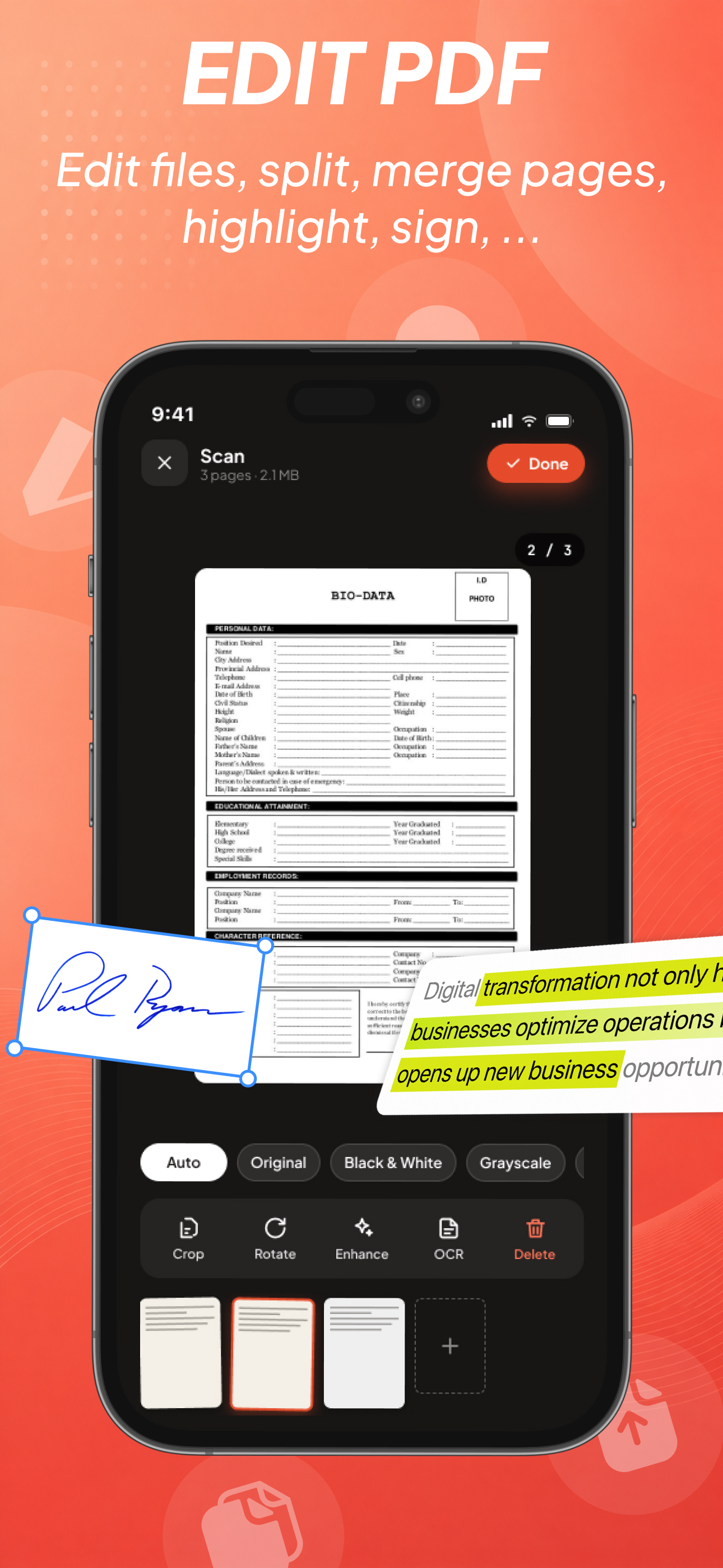 OnePDF: Scanner & Editor screenshot 3