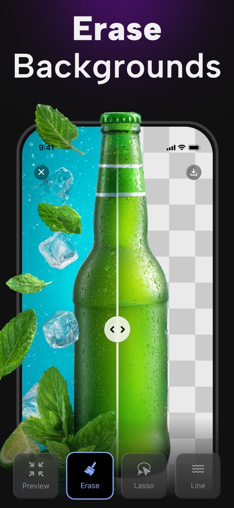 PhotoApp - AI Photo Enhancer - Nutzer können mühelos komplexe Hintergründe aus Bildern entfernen und so Objekte mit perfekter Transparenz freistellen.