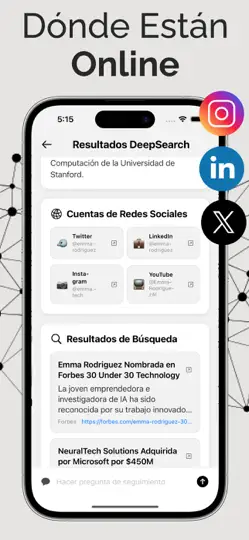 Captura de pantalla de DeepSearch IA: Buscar Personas en iPhone 5