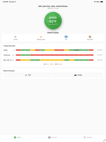 Pickleball Weather iPad screenshot