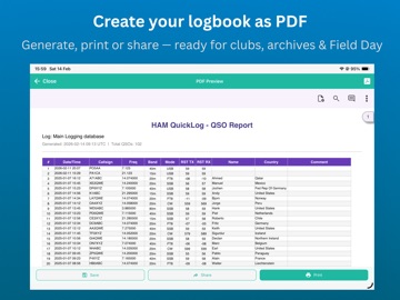 HAM QuickLog iPad screenshot