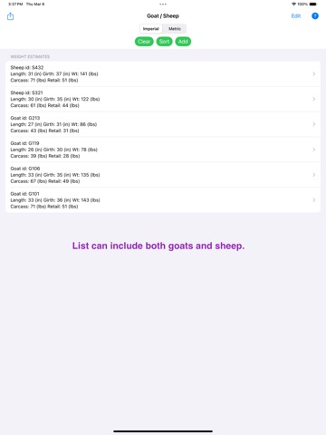 Goat / Sheep Weight Estimator iPad screenshot