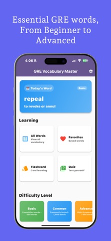 GRE Prep Vocabulary iPhone screenshot