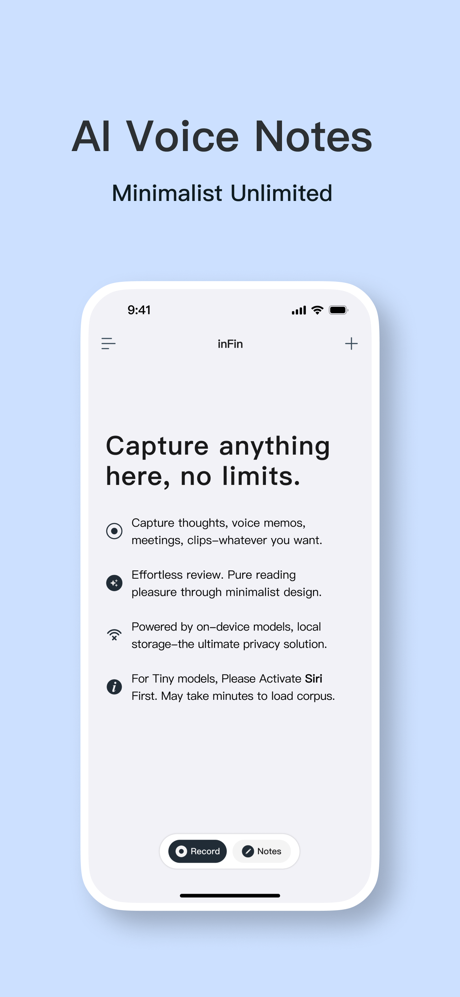 inFin：AI Voice Notes screenshot 1