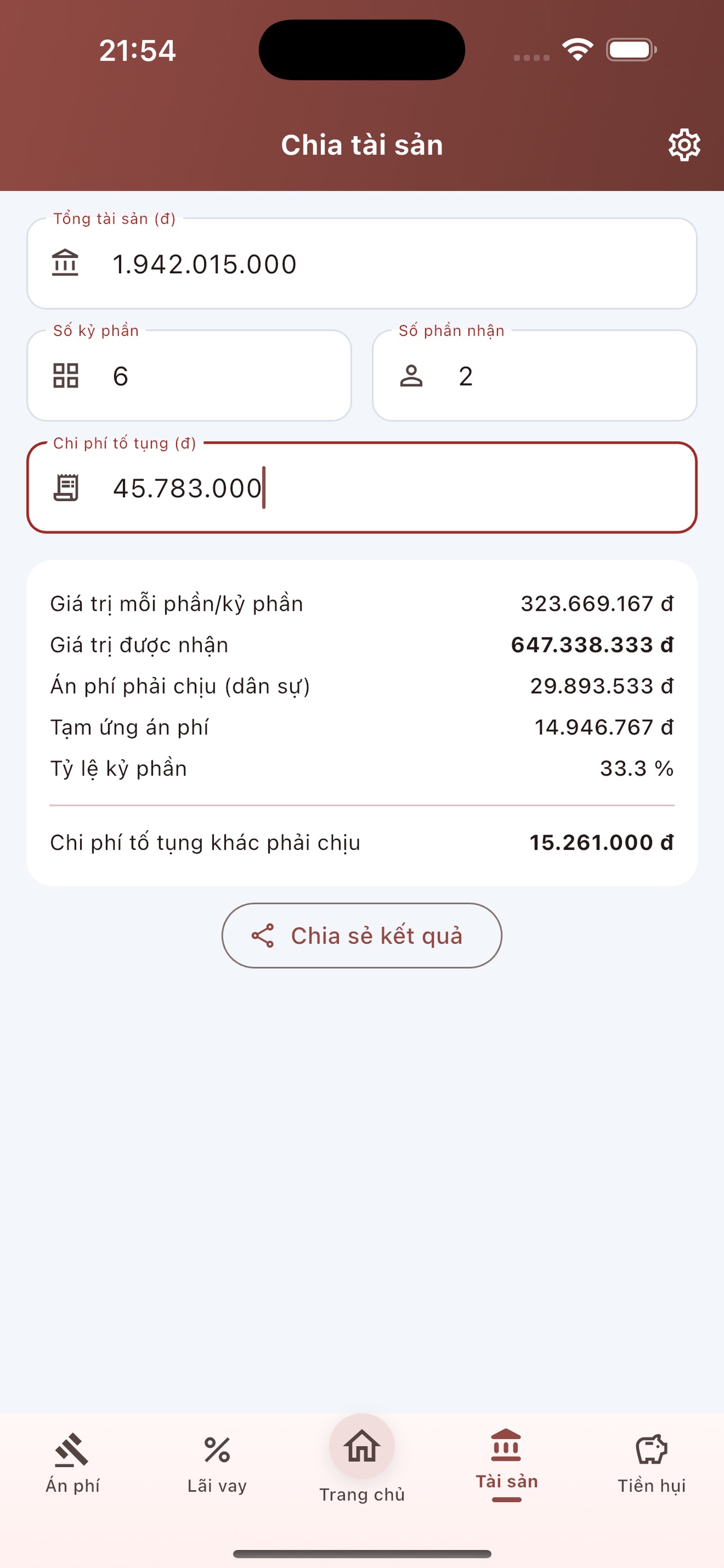 Screenshot 7 of Tính lãi & Án phí