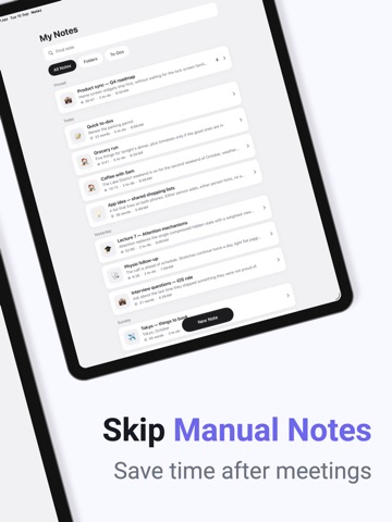 Notez: Voice Memo & AI Notes iPad screenshot
