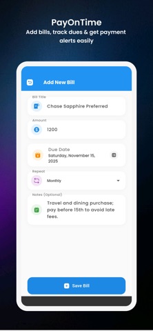 Credit Card Bill Reminder screenshot
