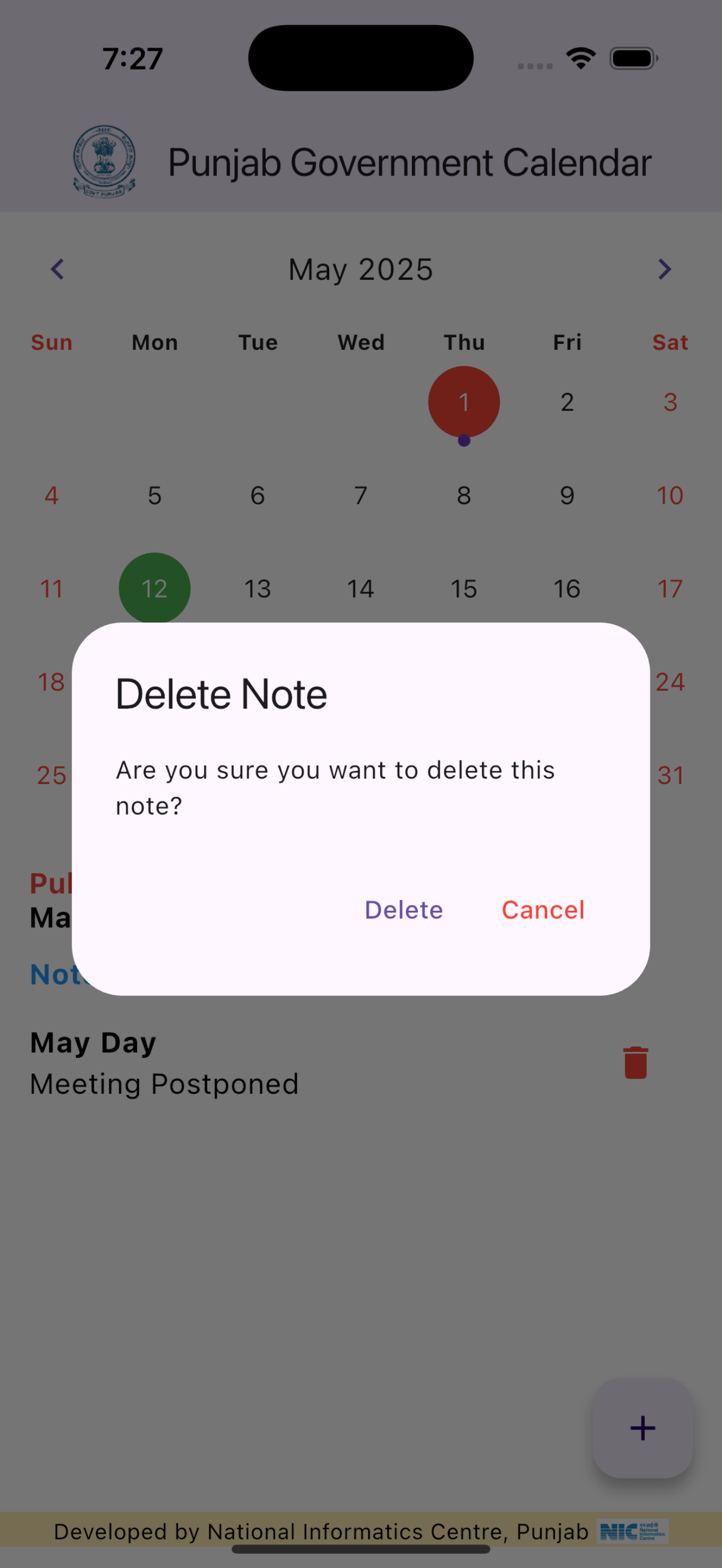 Punjab Government Calendar