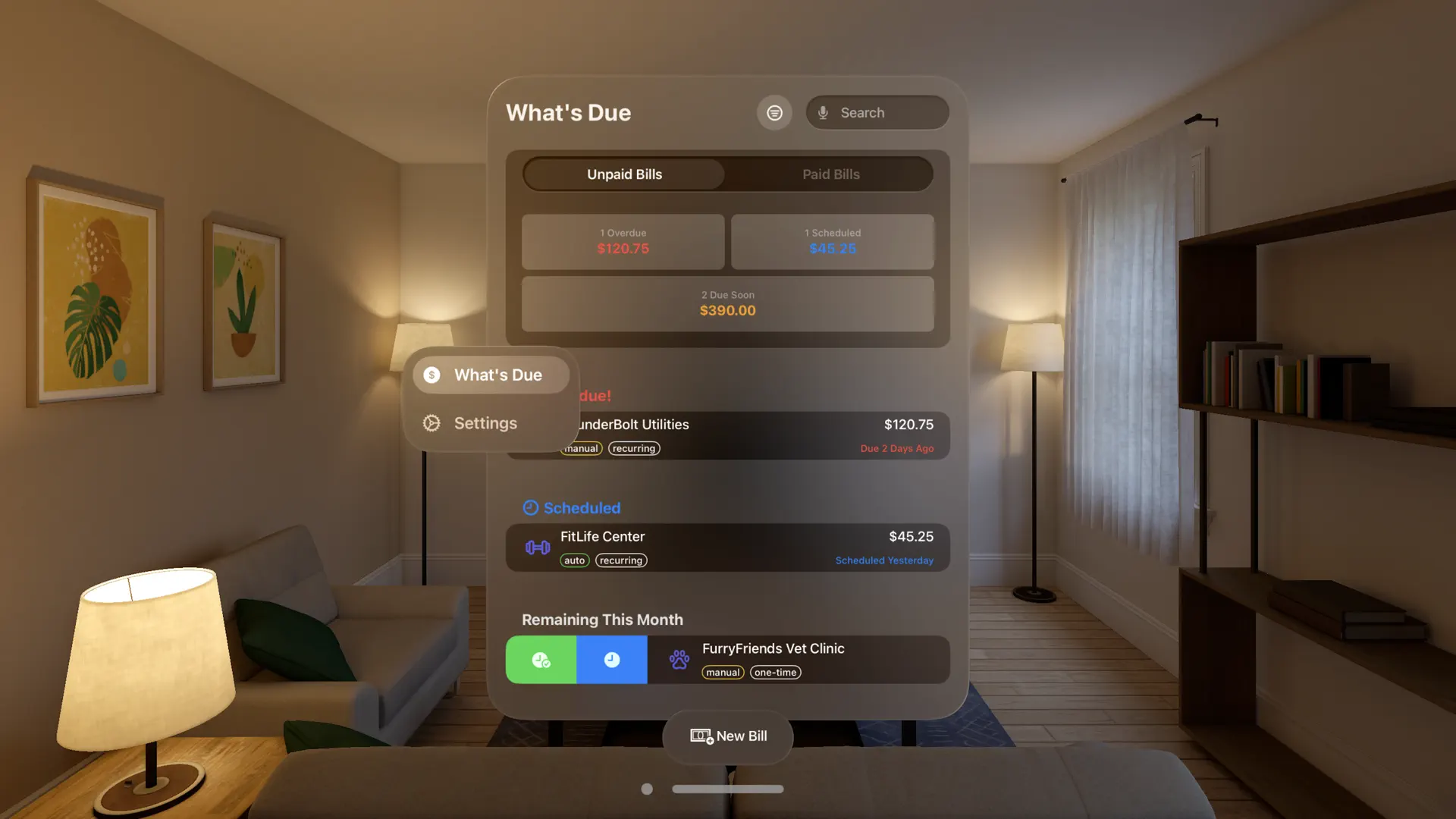 What's Due: Bill Tracker screenshot