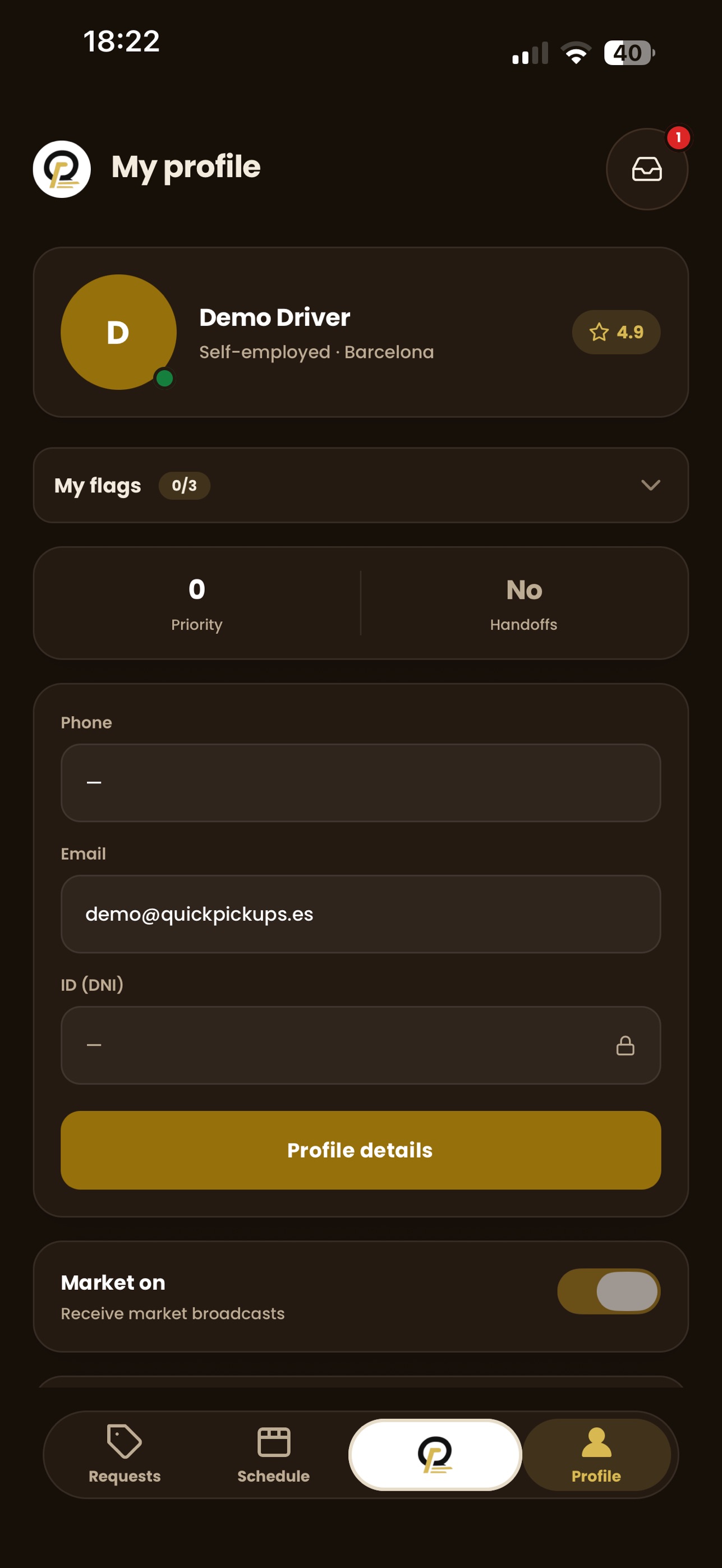Screenshot 5 of QuickPickups Driver