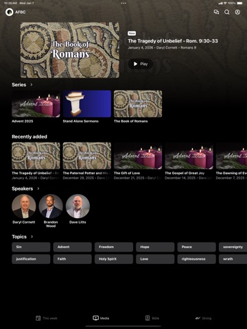 Aberdeen First Baptist Church iPad screenshot